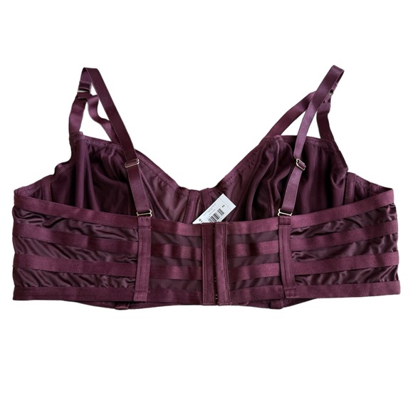 Torrid Plus Size Sexy Strappy Satin Underwire Bra in Deep Burgundy Sz 2 NWT - Picture 9 of 17